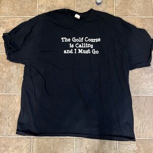 Gildan Black Short Sleeve Tee with White Golf Text